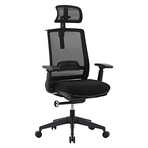 0705690493490 - ERGONOMIC OFFICE CHAIR – RECLINING OFFICE CHAIR WITH RETRACTABLE FOOTREST AND ADJUSTABLE ARMREST, HIGH BACK MESH DESK CHAIR WITH HEADREST AND LUMBAR SUPPORT, TILT FUNCTION, FOR OFFICE, STUDY, GAMING
