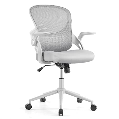 0705690493674 - OFFICE CHAIR - FLIP-UP ARM HOME OFFICE COMPUTER SWIVEL DESK CHAIR WITH THICKENED SEAT CUSHION, WIDENED BACKREST, STORAGE BACK BASKET, LUMBAR SUPPORT