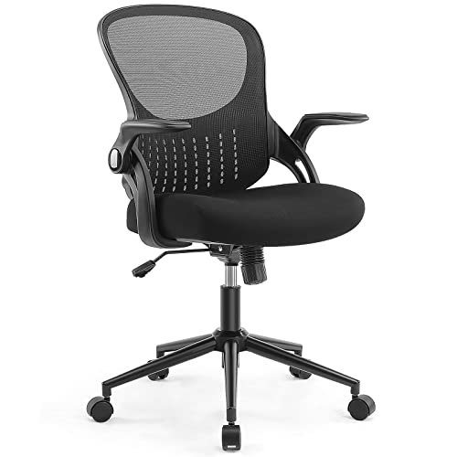 0705690493681 - OFFICE CHAIR - ERGONOMIC FLIP-UP ARM HOME OFFICE COMPUTER SWIVEL TASK CHAIR WITH LUMBAR SUPPORT, THICKENED SEAT CUSHION, WIDENED BACKREST, STORAGE BACK BASKET