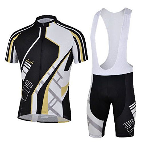 0705701726753 - THREE COLOR MIX CYCLING BICYCLE SUIT BIKE CUSTOMIZED OURDOOR WEAR FOR MEN L BLUE YELLOW WHITE(JERSEY + PANTS)