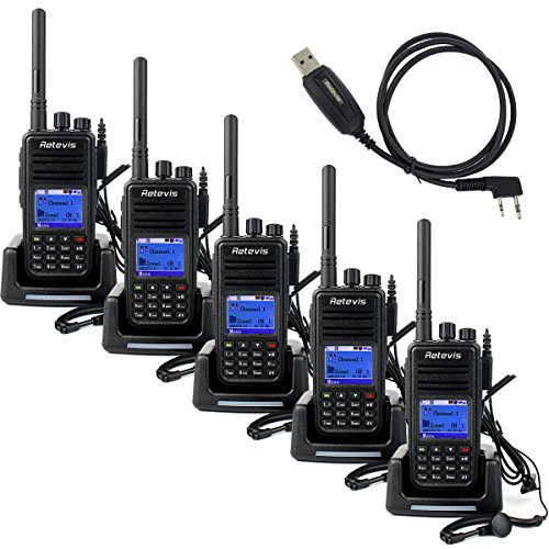 0705701916215 - RETEVIS RT3 DMR DIGITAL/ANALOG 2 WAY RADIO UHF 400-480MHZ 1000CH 5W VOX MESSAGE DIGITAL MOBILE RADIO (5 PACK) AND PROGRAMMING CABLE