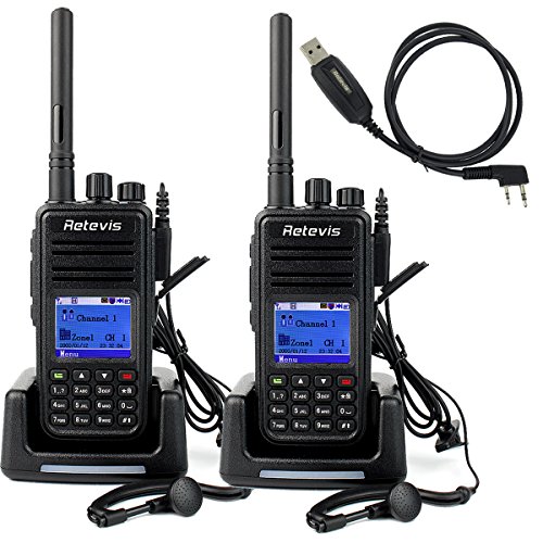 0705701971313 - RETEVIS RT3 DMR DIGITAL/ANALOG 2 WAY RADIO UHF 400-480MHZ 1000CH 5W VOX MESSAGE DIGITAL MOBILE RADIO(2 PACK) AND PROGRAMMING CABLE