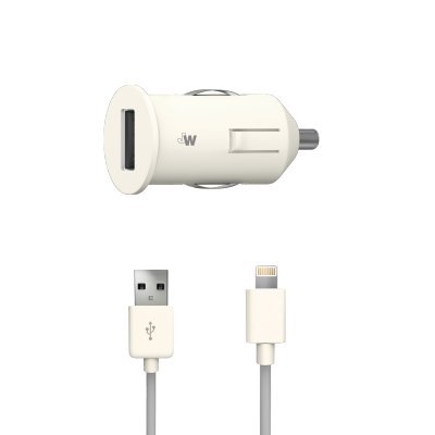 0705954031819 - JUST WIRELESS 10W CAR CHARGER WITH 5 FT LIGHTNING CABLE 8 PIN, APPLE MFI-CERTIFIED HIGH SPEED IPHONE CHARGE AND SYNC FOR IPHONE 5S/ 5C/ 5, IPHONE 6/6 PLUS, 7 IPAD AIR 2 AND IPAD MINI 3 WHITE