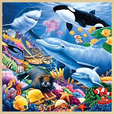 0705988113321 - MASTERPIECES PUZZLE COMPANY FUN FACTS UNDERSEA FRIENDS WOOD JIGSAW PUZZLE (48-PIECE), ART BY JENNY NEWLAND