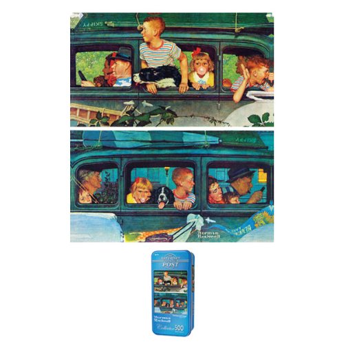 0705988310317 - JIGSAW PUZZLE COLLECTIBLE TIN 500 PIECES 15X17-ROCKWELL-COMING AND GOING