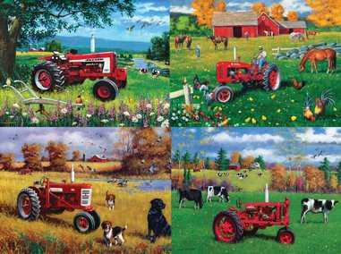 0705988414022 - MASTERPIECES PUZZLE COMPANY FARMALL 4-PACK JIGSAW PUZZLES (500-PIECE), ART BY GREG GIORDANO