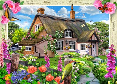 0705988714023 - MASTERPIECES PUZZLE COMPANY FLOWER COTTAGES FOXGLOVE COTTAGE JIGSAW PUZZLE (1000-PIECE), ART BY HOWARD ROBINSON