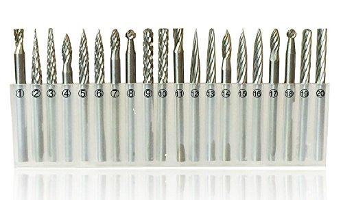 0706238581945 - 20PCS 3MM SHANK TUNGSTEN STEEL SOLID CARBIDE ROTARY FILES DIAMOND BURRS SET FITS DREMEL TOOL FOR WOODWORKING DRILLING CARVING ENGRAVING