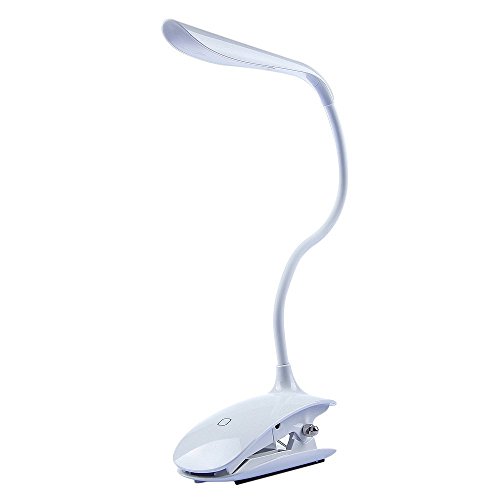 0706238597991 - PORTABLE RECHARGEABLE DESK READING CLIP LAMP TABLE LAPTOP READING BED LIGHT FLEXIBLE TWISTED TUBE, 14 SUPER-BRIGHT LEDS FOR 120-LUMENS, STYLISH DESIGN, TOUCH-SENSITIVE SWITCH, 3 BRIGHTNESS LEVELS, WHITE