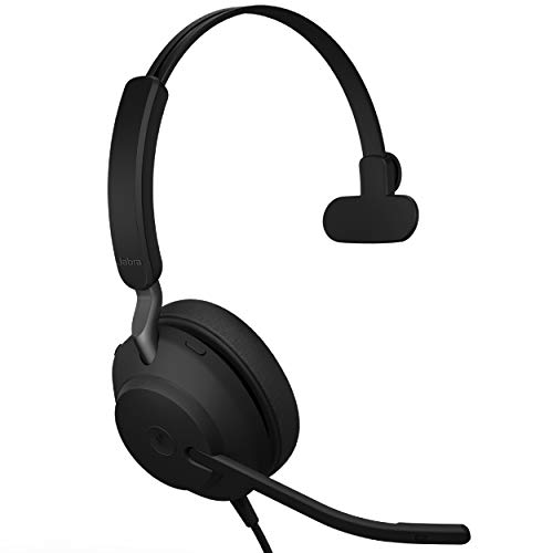 0706487019992 - JABRA EVOLVE2 40 MS WIRED HEADPHONES, USB-C, MONO, BLACK – TELEWORK HEADSET FOR CALLS AND MUSIC, ENHANCED ALL-DAY COMFORT, PASSIVE NOISE CANCELLING HEADPHONES, MS-OPTIMIZED WITH USB-C CONNECTION
