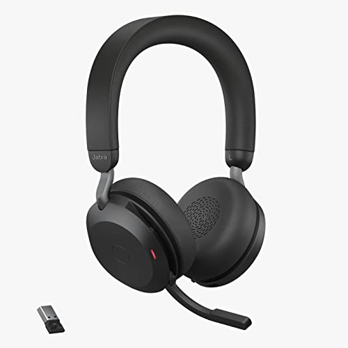 0706487021438 - JABRA EVOLVE2 75 WIRELESS PC HEADSET WITH 8-MICROPHONE TECHNOLOGY - DUAL FOAM STEREO HEADPHONES WITH ADVANCED ACTIVE NOISE CANCELLATION, USB-A BLUETOOTH ADAPTER AND MS TEAMS-COMPATIBILITY - BLACK