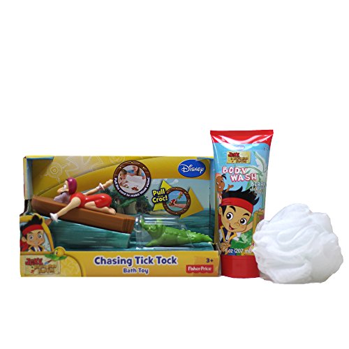 0706581990692 - DISNEY JAKE AND THE NEVER LAND PIRATES BATH TIME FUN PACK BERRY BODY WASH, BATH POUF AND CHASING TICK TOCK BATH TOY