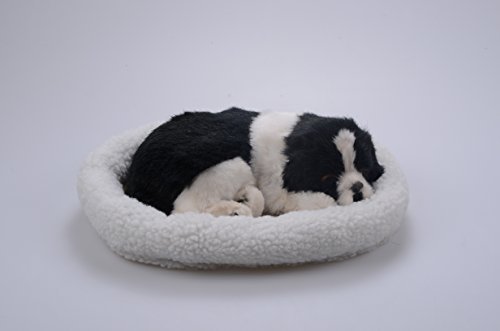 0706693762668 - LIBLO -- LIFELIKE BREATHING SLEEPING DOG BLACK & WHITE 26X18X10CM WITH MAT WYDOG001 ELECTRONIC DOG PET TOY (COLOR 13)