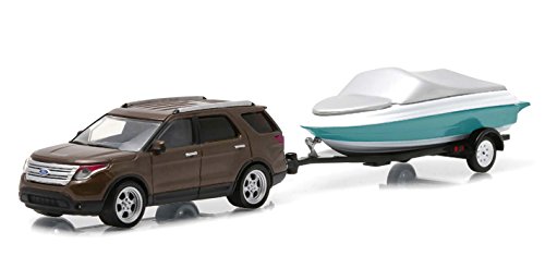 0706752488560 - 2013 FORD EXPLORER AND BOAT WITH BOAT TRAILER HITCH & TOW SERIES 4 1/64 BY GREENLIGHT 32040 C