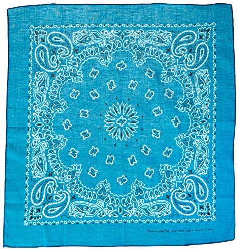0070685100364 - WMU 653959 22 IN. X 22 IN. HAVE-A-HANK PAISLEY BANDANNAS - TURQUOISE