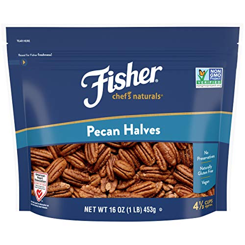 0070690023375 - FISHER NUTS CHEFS NATURALS PECAN HALVES, S, NATURALLY GLUTEN FREE, NO PRESERVATIVES, NON-GMO, 1 POUND / 16 OUNCE (PACK OF 1)
