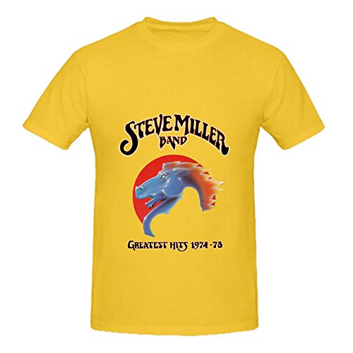 7069215215763 - STEVE MILLER BAND GREATEST HITS 1974 78 MEN ROUND NECK COTTON SHIRTS YELLOW