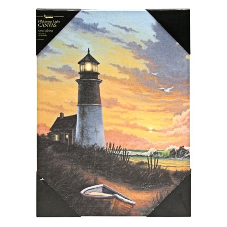 0706996367959 - OHIO WHOLESALE RADIANCE LIGHTED CANVAS WALL ART, LIGHTHOUSE DESIGN, 16X12-INCH