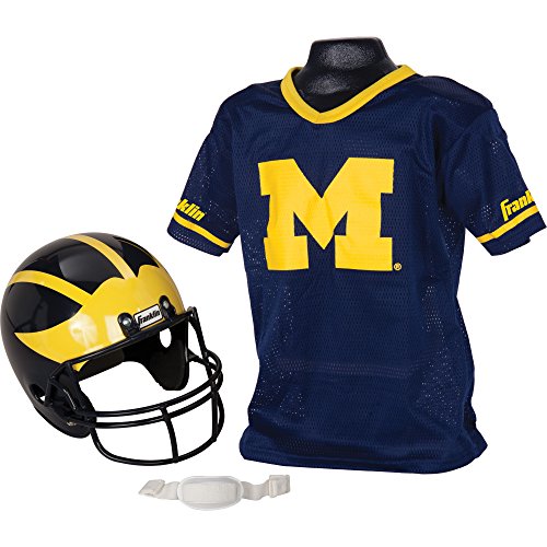 0707002551362 - FRANKLIN SPORTS NCAA MICHIGAN WOLVERINES YOUTH HELMET AND JERSEY SET