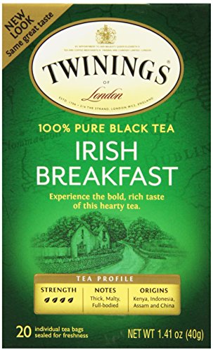 0707004064563 - TWININGS BLACK TEA, IRISH BREAKFAST, 20 COUNT BAGGED TEA (6 PACK)