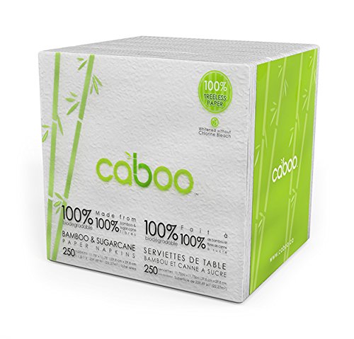 0707129707277 - CABOO - 100% BAMBOO AND SUGARCANE PAPER NAPKINS - 250 TISSUE(S), PACK OF 16