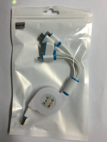 0707137229891 - SUDROID MULTI RETRACTABLE USB CABLE 4 IN 1 MULTIFUNCTION CHARGER CHARGING CABLE FOR IPHONE IPAD SAMSUNG S5 S4 NOTE 3/2GALAXY HTC 1M (BLUE)