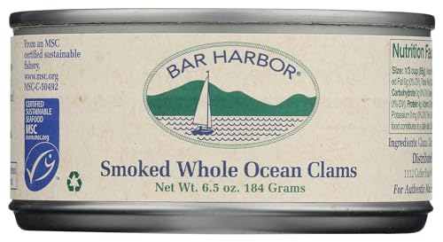 0070718001040 - BAR HARBOR SMOKED CLAMS - PREMIUM SMOKED SEAFOOD, NATURAL WOOD SMOKING, RICH FLAVOR, WILD-CAUGHT, READY-TO-EAT DELICACY - AUTHENTIC SMOKED CLAMS, 6.7 OZ