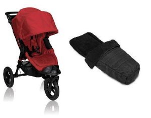 0707226495046 - BABY JOGGER 2012 CITY ELITE STROLLER WITH BABY JOGGER BLACK FOOTMUFF (RED)
