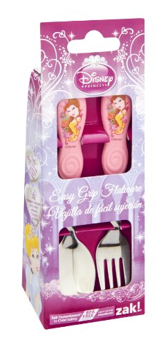 0707226603441 - ZAK! DESIGNS EASY GRIP FLATWARE, CHILDREN'S SPOON AND FORK WITH DISNEY PRINCESSES , BPA-FREE PLASTIC AND STAINLESS STEEL