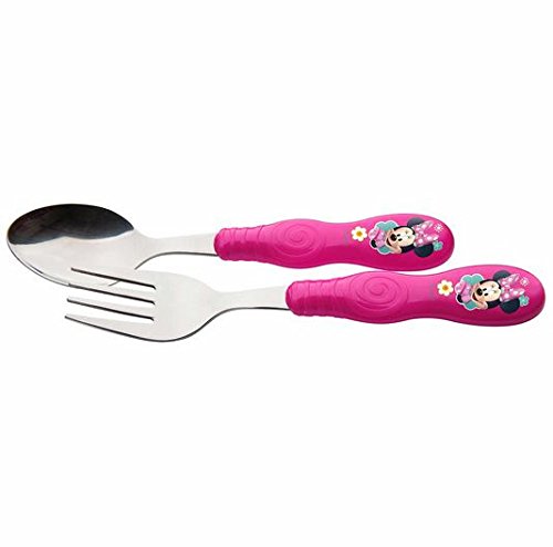 0707226658243 - ZAK! DESIGNS EASY GRIP FLATWARE, CHILDREN'S SPOON AND FORK WITH MINNIE MOUSE, BPA-FREE PLASTIC AND STAINLESS STEEL