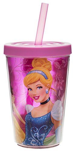0707226672805 - ZAK! DESIGNS INSULATED TUMBLER WITH SCREW-ON LID AND STRAW FEATURING DISNEY PRINCESS GRAPHICS, BREAK-RESISTANT AND BPA-FREE PLASTIC , 13 OZ.