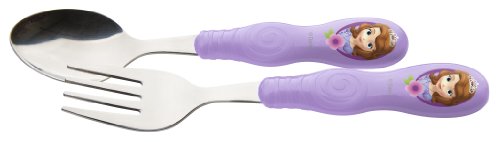 0707226719005 - ZAK! DESIGNS EASY GRIP FLATWARE, CHILDREN'S SPOON AND FORK WITH SOFIA THE FIRST, BPA-FREE PLASTIC AND STAINLESS STEEL