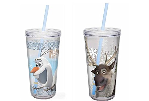 0707226762483 - ZAK! DESIGNS INSULATED TUMBLER WITH SCREW-ON LID AND STRAW FEATURING SVEN FROM FROZEN, BREAK-RESISTANT AND BPA-FREE PLASTIC, 16 OZ.