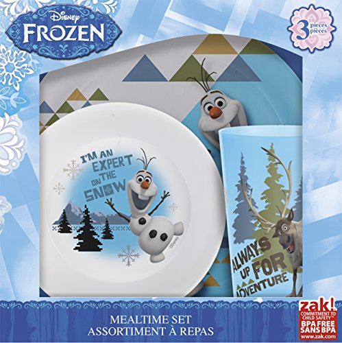 0707226764289 - ZAK! DESIGNS MEALTIME SET WITH PLATE, BOWL AND TUMBLER FEATURING OLAF & SVEN FROM FROZEN, BREAK-RESISTANT AND BPA-FREE PLASTIC, 3 PIECE SET