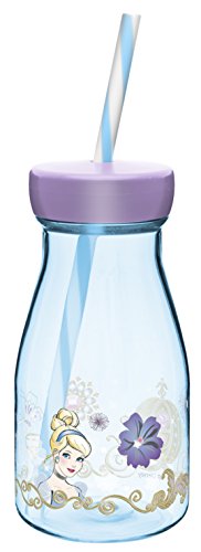 0707226770150 - ZAK! DESIGNS TRITAN MILK BOTTLE WITH SCREW-ON LID AND STRAW FEATURING DISNEY PRINCESS GRAPHICS, BREAK-RESISTANT AND BPA-FREE PLASTIC, 12 OZ.