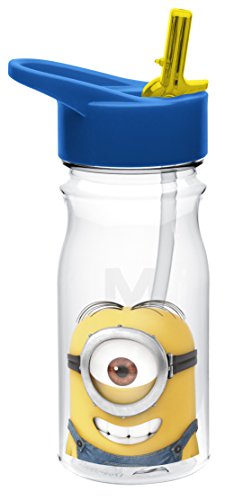 0707226775940 - ZAK! DESIGNS TRITAN WATER BOTTLE WITH FLIP-UP SPOUT AND STRAW WITH DESPICABLE ME 2 MINIONS GRAPHICS, BREAK-RESISTANT AND BPA-FREE PLASTIC, 16.5 OZ.