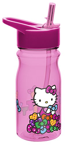 0707226775971 - ZAK! DESIGNS TRITAN WATER BOTTLE WITH FLIP-UP SPOUT AND STRAW WITH HELLO KITTY GRAPHICS, BREAK-RESISTANT AND BPA-FREE PLASTIC, 16.5 OZ.