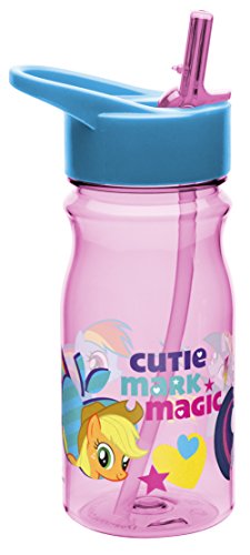 0707226775988 - ZAK! DESIGNS TRITAN WATER BOTTLE WITH FLIP-UP SPOUT AND STRAW WITH MY LITTLE PONY GRAPHICS, BREAK-RESISTANT AND BPA-FREE PLASTIC, 16.5 OZ.