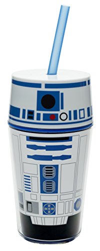 0707226792923 - ZAK! DESIGNS INSULATED ICONIC TUMBLER WITH SCREW-ON LID AND STRAW FEATURING R2D2 GRAPHICS FROM STAR WARS, DOUBLE WALL CONSTRUCTION, BPA-FREE PLASTIC, 13OZ