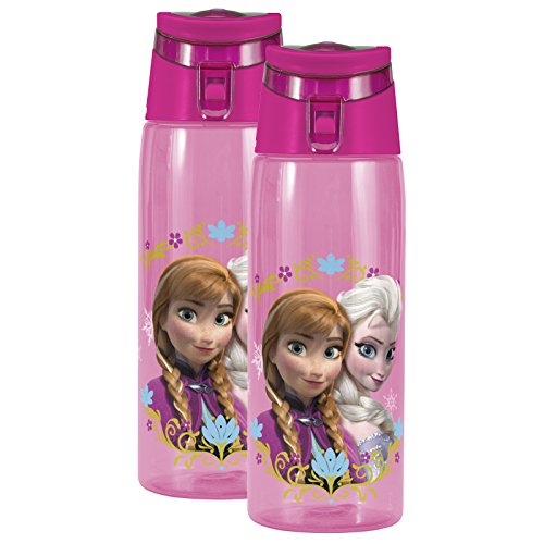 0707226843243 - ZAK! DESIGNS TRITAN WATER BOTTLE WITH FLIP-TOP CAP WITH ELSA AND ANNA FROM FROZEN, BREAK-RESISTANT AND BPA-FREE PLASTIC, 25 OZ., SET OF 2