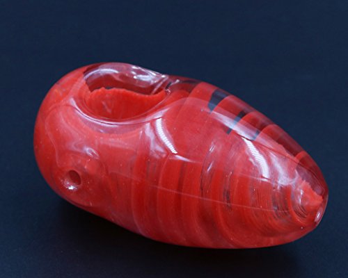 0707427115873 - HANDCRAFTED GLASS ART MAKING ITEM, COBBLESTONE-LIKE, EGG PIPES, 2.7 INCH, RED
