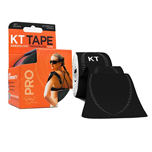 0707430982837 - KT TAPE PRO SYNTHETIC ELASTIC KINESIOLOGY 20 PRE-CUT 10-INCH STRIPS THERAPEUTIC TAPE, JET BLACK