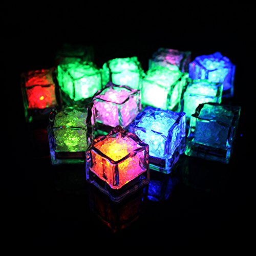 0707454337170 - DY 12PCS BLINKING FLASH LUMINOUS CHANGE COLORED RGB LED CUBE ICE IN WATER LIGHT NIGHTLIGHT COLORFUL FOR WEDDING PARTY BAR