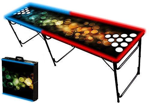 0707470782251 - 8-FOOT PROFESSIONAL BEER PONG TABLE W/ HOLES & GLOW LIGHTS - BUBBLES GRAPHIC