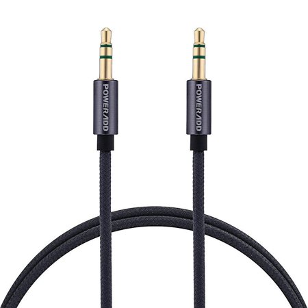 0707470828898 - POWERADD NYLON BRAIDED STEREO AUDIO CABLE (3.3FT / 1M) GOLD PLATED TANGLE-FREE 3.5MM MALE TO MALE AUX CABLE FOR HEADPHONES, IPHONE, IPAD, IPOD, SAMSUNG, ANDROID, HOME / CAR STEREO AND MORE - GRAY
