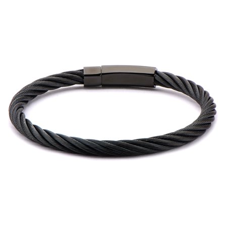 0707581775814 - INOX JEWELRY MEN'S STAINLESS STEEL EXTRA LARGE CABLE BRACELET WITH MATTE FINISHED IP CLASP