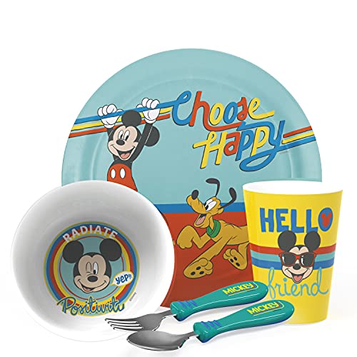 0707849131048 - ZAK DESIGNS DISNEY MICKEY MOUSE KIDS DINNERWARE SET INCLUDES PLATE, BOWL, TUMBLER AND UTENSIL TABLEWARE, MADE OF DURABLE MATERIAL AND PERFECT FOR KIDS (5 PIECE SET, NON-BPA)