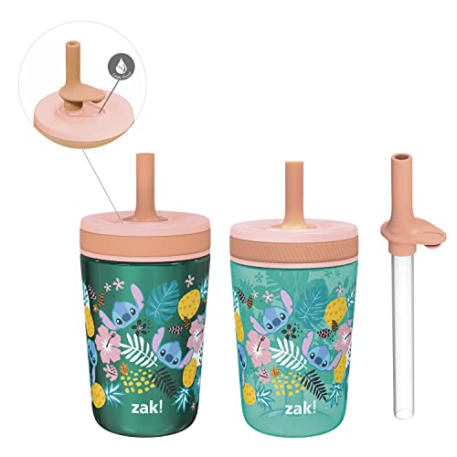 0707849145700 - ZAK DESIGNS DISNEY LILO AND STITCH KELSO TUMBLER SET, LEAK-PROOF SCREW-ON LID WITH STRAW, BUNDLE FOR KIDS INCLUDES PLASTIC AND STAINLESS STEEL CUPS WITH BONUS SIPPER (3PC SET, NON-BPA, STITCH)