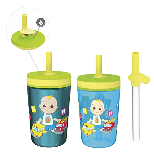 0707849147582 - ZAK DESIGNS COCOMELON KELSO TUMBLER SET, LEAK-PROOF SCREW-ON LID WITH STRAW, BUNDLE FOR KIDS INCLUDES PLASTIC AND STAINLESS STEEL CUPS WITH BONUS SIPPER (3PC SET, NON-BPA)