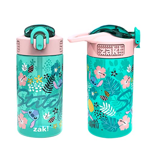 0707849148176 - ZAK DESIGNS KIDS DURABLE PLASTIC SPOUT COVER AND BUILT-IN CARRYING LOOP, LEAK-PROOF WATER DESIGN FOR TRAVEL, (16OZ, 2PC SET), LILO AND STITCH 2PK